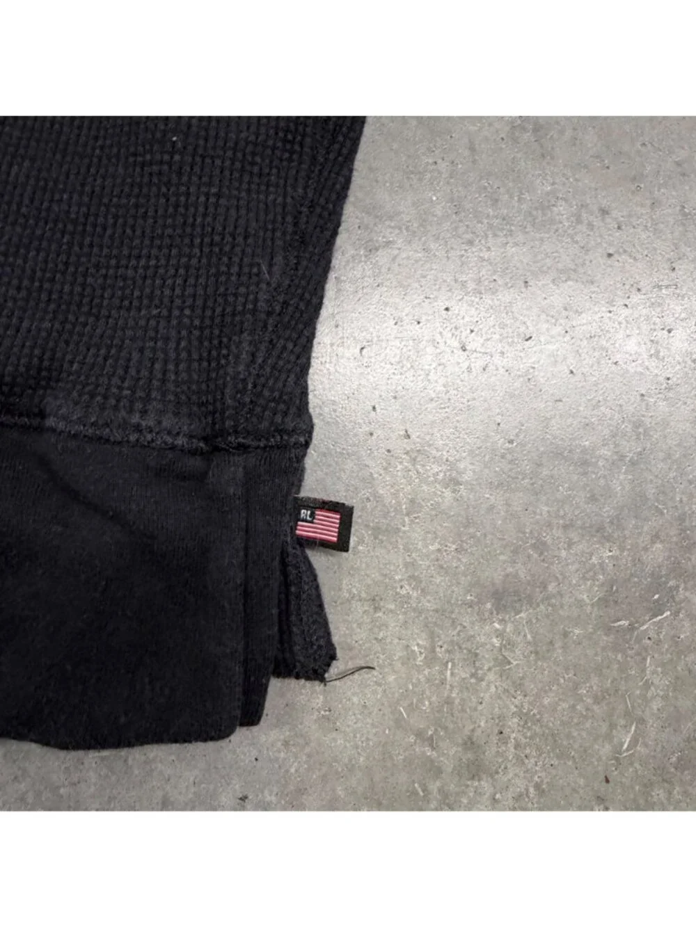 Vintage Ralph Lauren Polo Jeans Black Thermal Long Sleeve Shirt Size L
